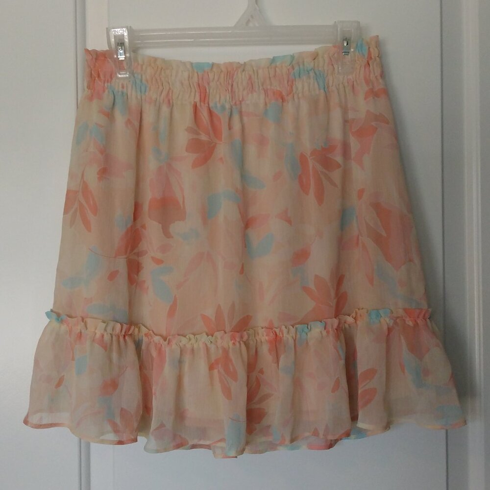 LC Lauren Conrad Women's Floral Lined Flounce Skirt Size L